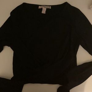 Long-Sleeve Black Forever 21 Croptop